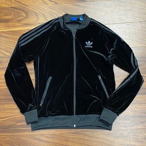 Adidas black velour jacket